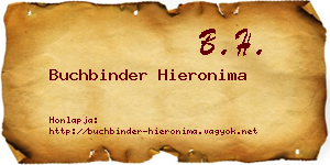 Buchbinder Hieronima névjegykártya
